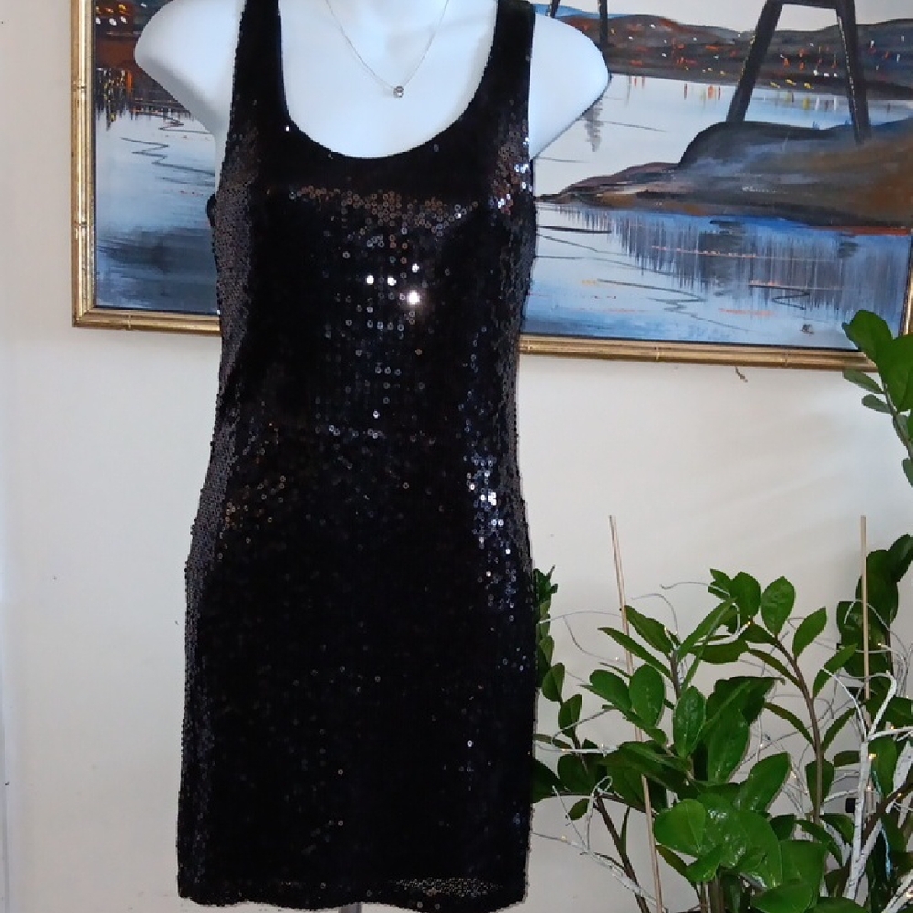 Monteau Sequin Black Dress Size M